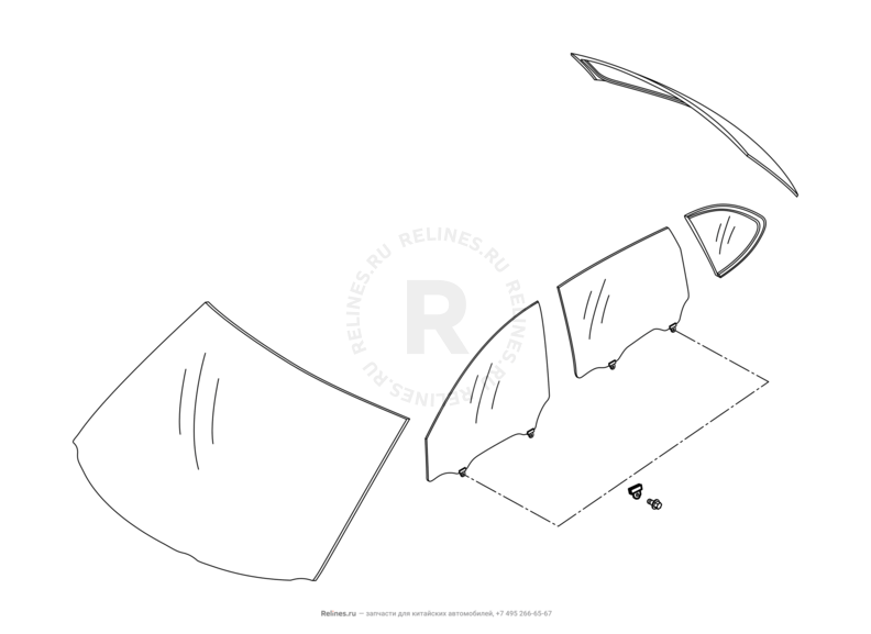 Запчасти Chery Tiggo 5 Поколение I (2013)  — Стекла и комплектующие (2) — схема