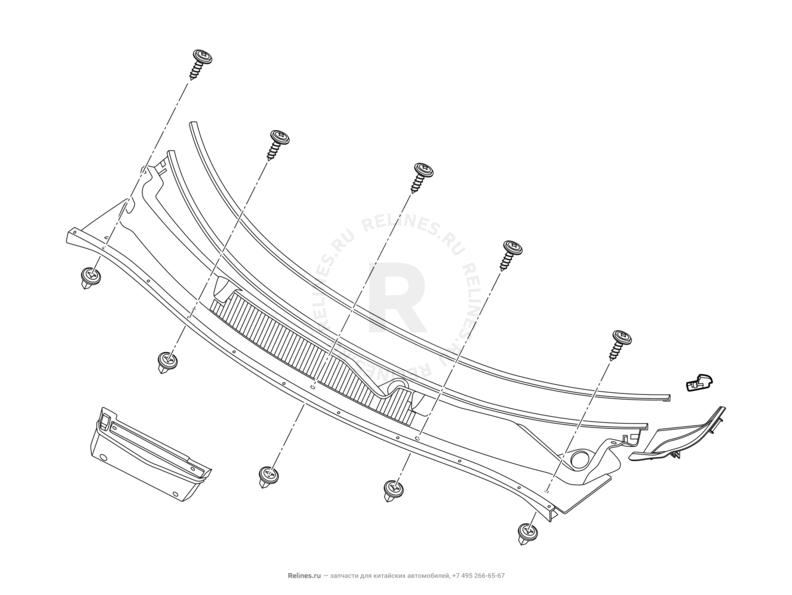Запчасти Chery Tiggo 5 Поколение I (2013)  — Панель лобового стекла (жабо) — схема