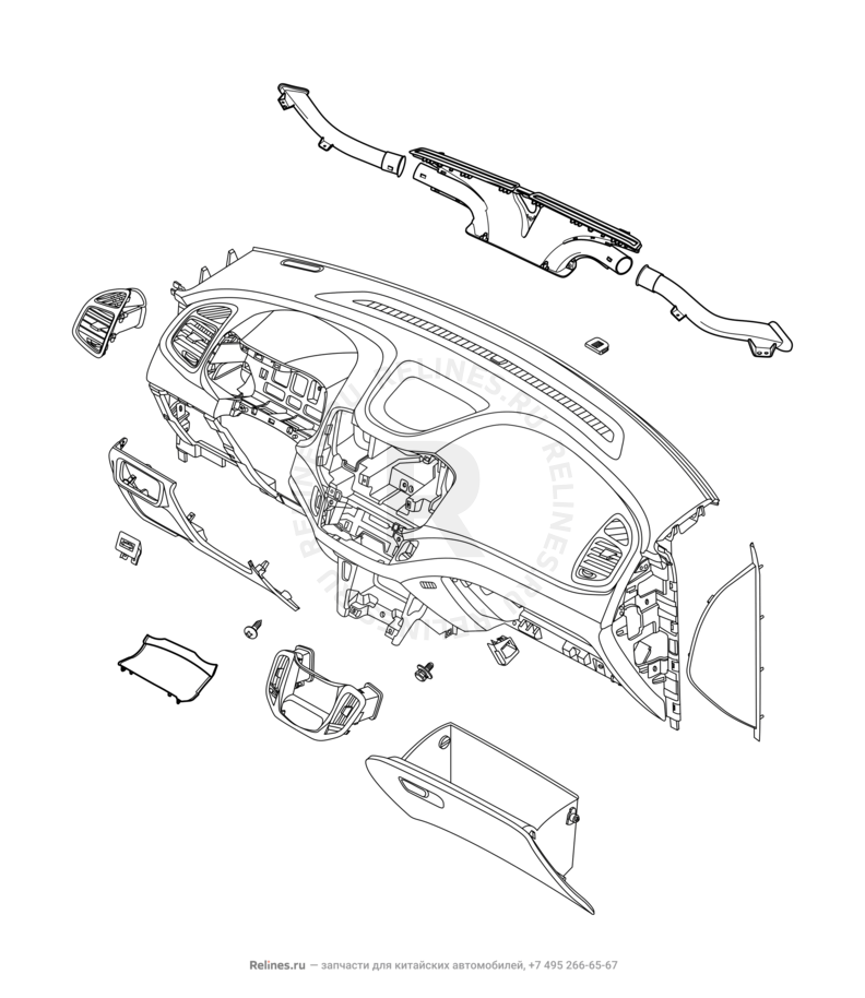 Запчасти Chery Tiggo 5 Поколение I (2013)  — Передняя панель (торпедо) (4) — схема