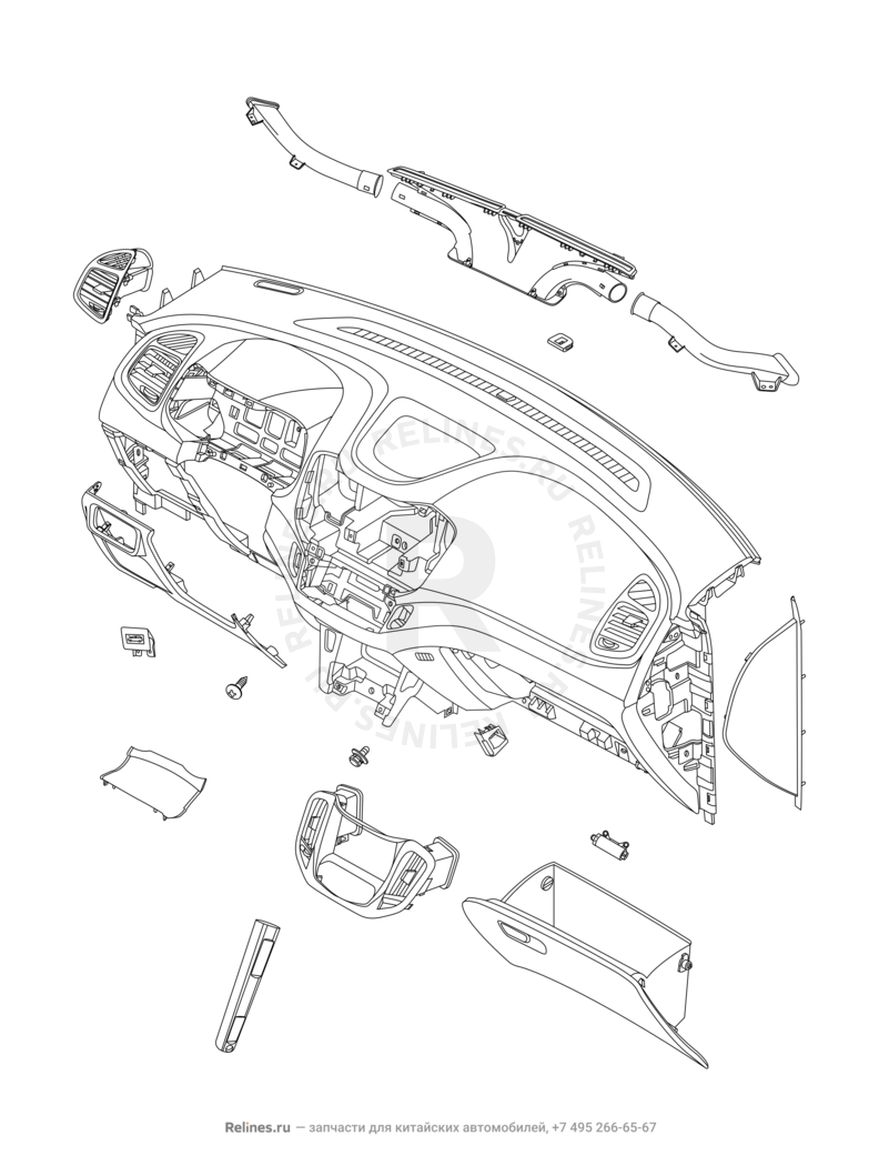 Запчасти Chery Tiggo 5 Поколение I (2013)  — Передняя панель (торпедо) (3) — схема