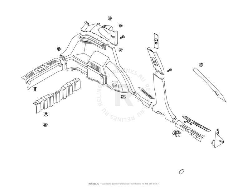 Запчасти Chery Tiggo 5 Поколение I (2013)  — Внутренняя и внешняя отделка (3) — схема