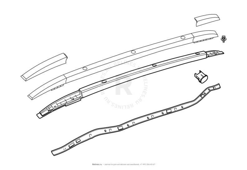 Запчасти Chery Tiggo 5 Поколение I (2013)  — Рейлинги крыши и перекладины багажника — схема
