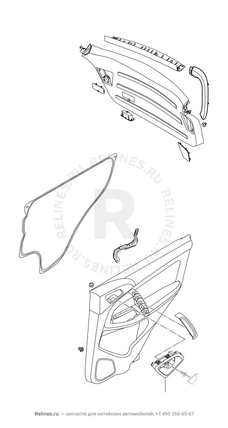 Запчасти Chery Tiggo 5 Поколение I (2013)  — Обшивка дверей и ручки — схема