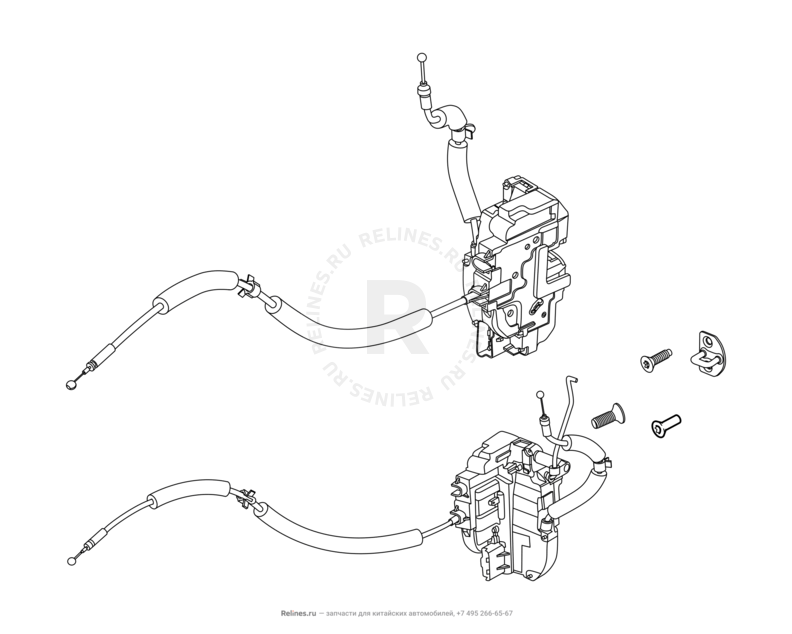 Запчасти Chery Tiggo 5 Поколение I (2013)  — Ручки и замки двери передней — схема
