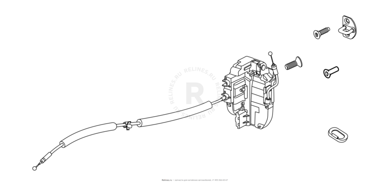 Запчасти Chery Tiggo 5 Поколение I (2013)  — Ручки и замки двери задней — схема