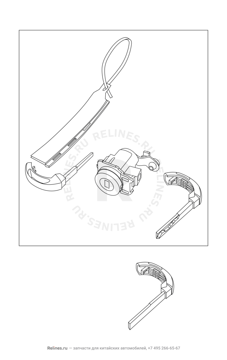 Запчасти Chery Tiggo 5 Поколение I (2013)  — Ручки, личинки замков, ключ заготовка (2) — схема