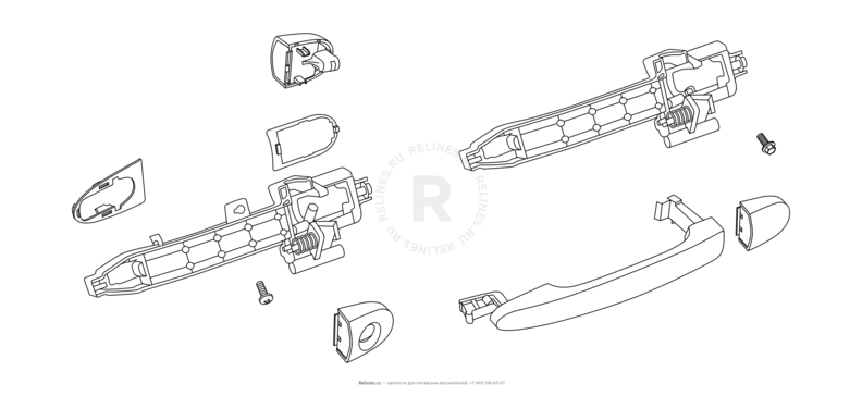 Запчасти Chery Tiggo 5 Поколение I (2013)  — Накладки и ручки дверей (1) — схема