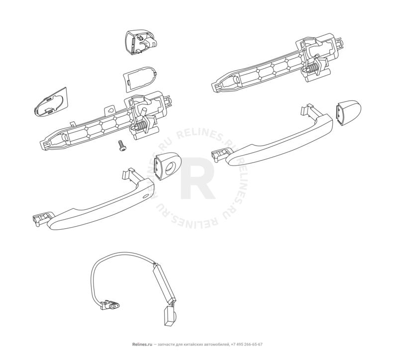 Запчасти Chery Tiggo 5 Поколение I (2013)  — Накладки и ручки дверей (2) — схема