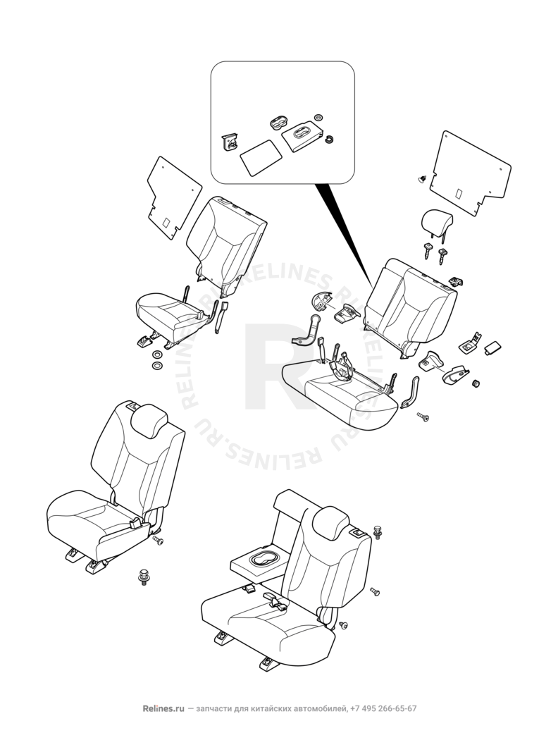 Запчасти Chery Tiggo 5 Поколение I (2013)  — Задние сиденья — схема