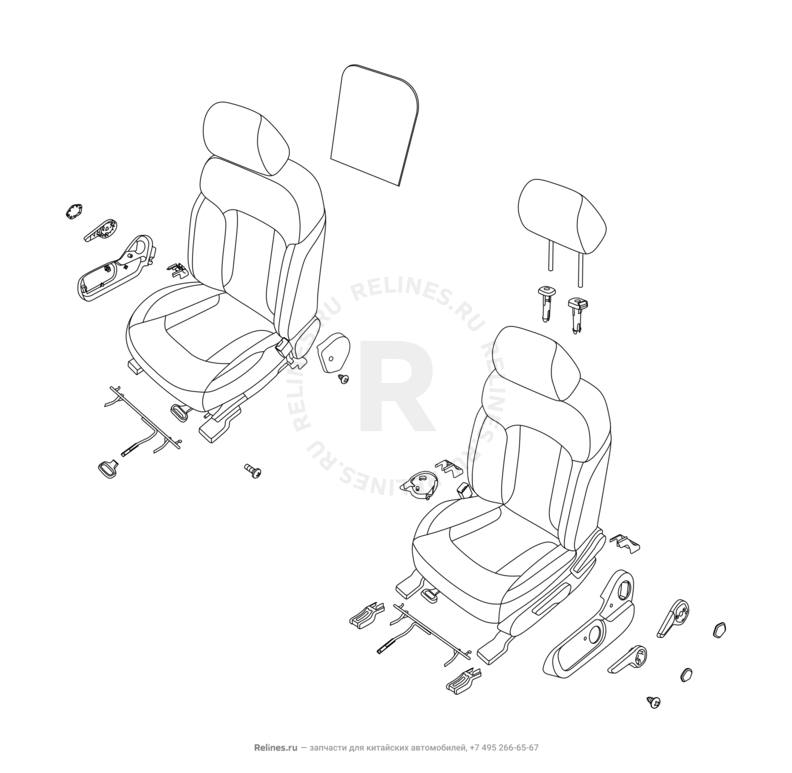 Запчасти Chery Tiggo 5 Поколение I (2013)  — Составляющие передних сидений и механизмы регулировки — схема