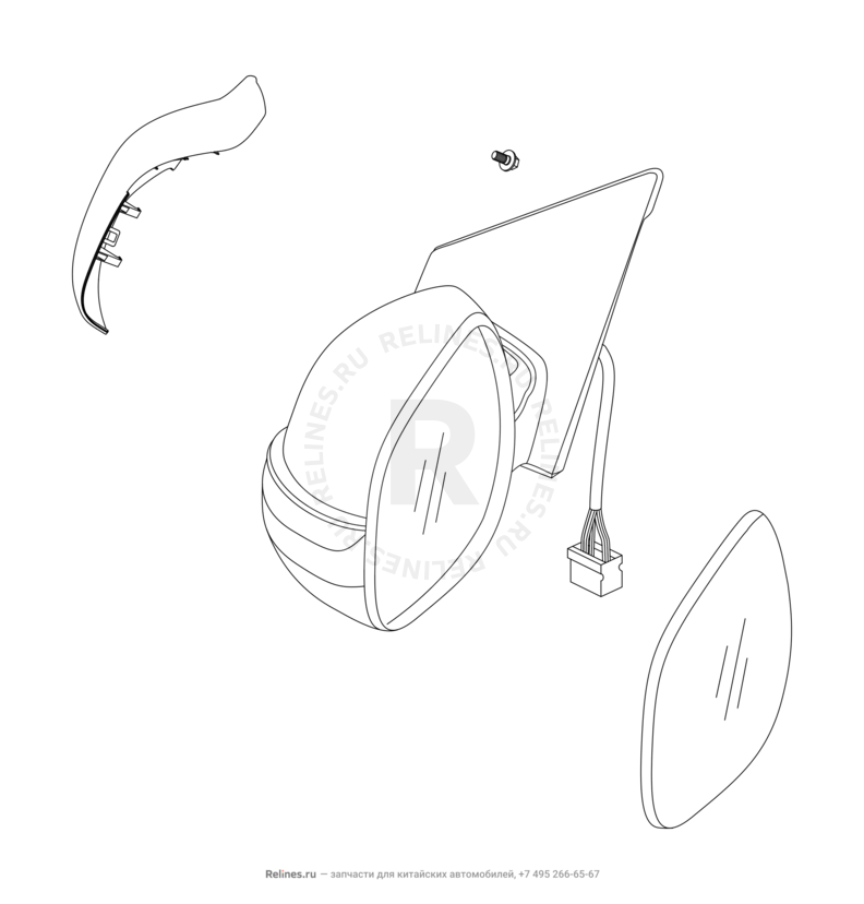 Запчасти Chery Tiggo 5 Поколение I (2013)  — Зеркала боковые — схема