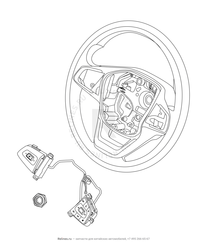 Запчасти Chery Tiggo 7 Поколение I (2016)  — Рулевое колесо (руль) и подушки безопасности (1) — схема