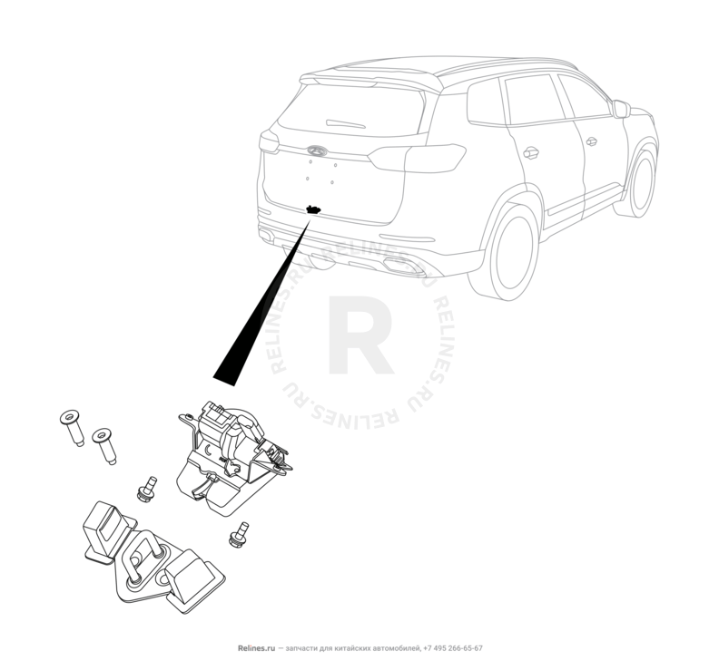 Запчасти Chery Tiggo 8 Pro Max Поколение I (2022)  — Замок 5-й двери (багажника) (2) — схема