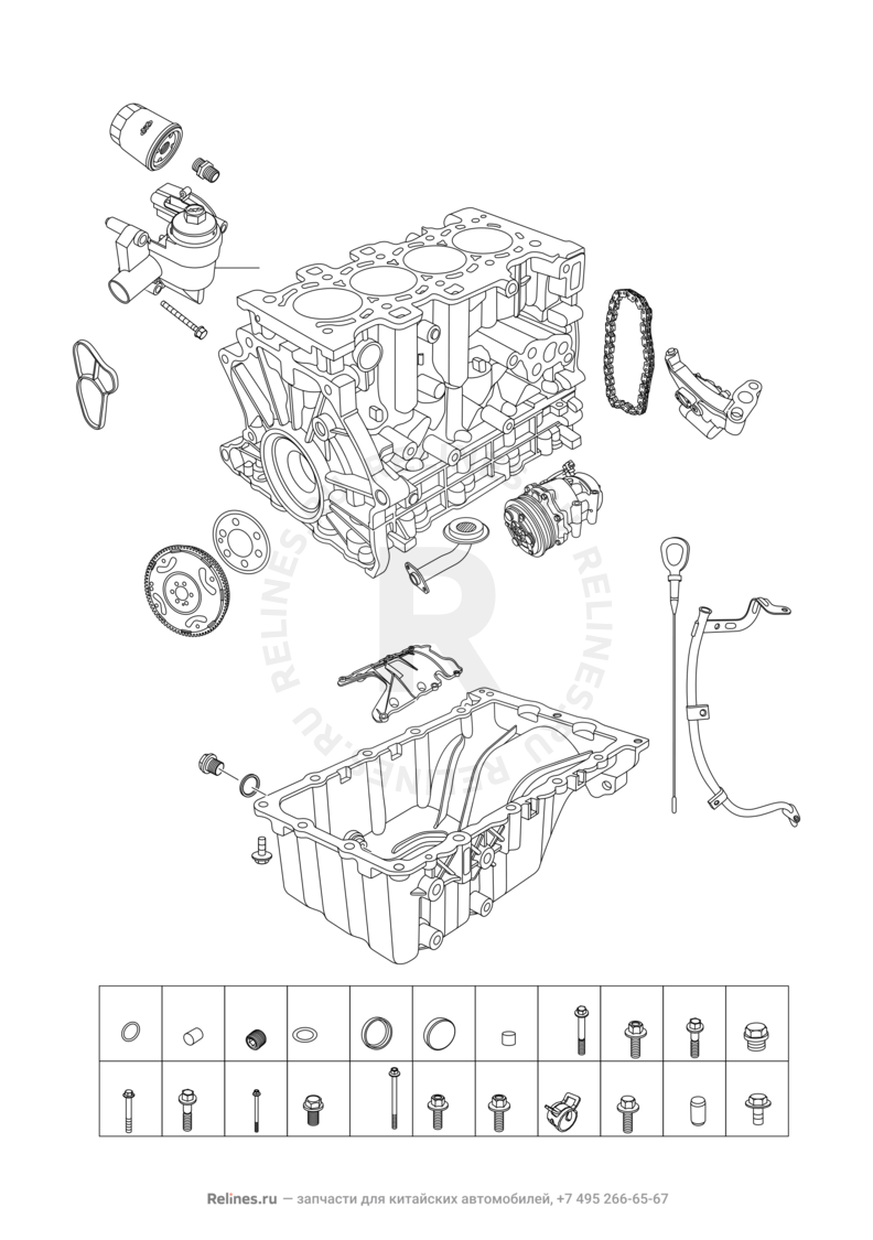 Запчасти Chery Tiggo 4 Поколение I — рестайлинг (2018)  — Блок цилиндров — схема