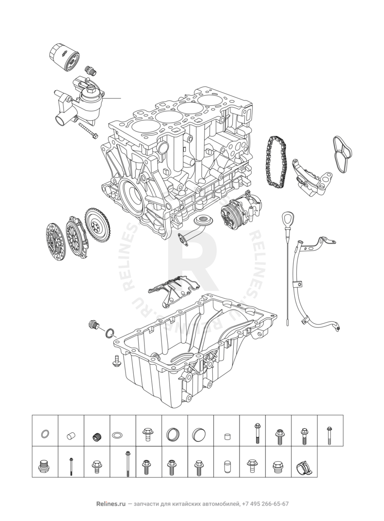Запчасти Chery Tiggo 4 Поколение I — рестайлинг (2018)  — Блок цилиндров — схема