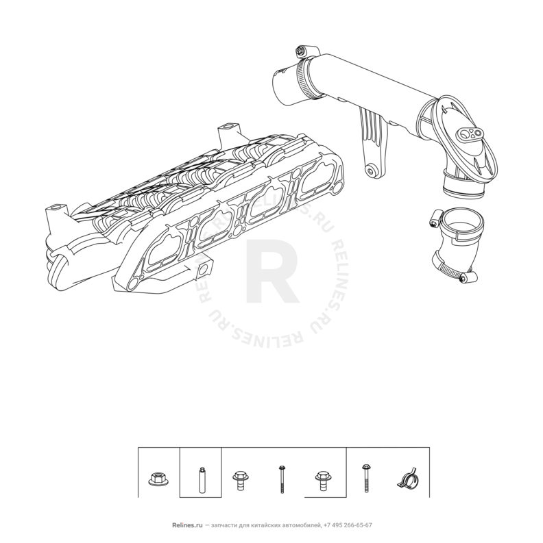 Запчасти Chery Tiggo 8 Поколение I (2018)  — Впускной и выпускной коллекторы, прокладки — схема