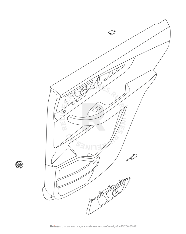 Запчасти Chery Tiggo 8 Pro Поколение I (2020)  — Внутренняя обшивка дверей — схема