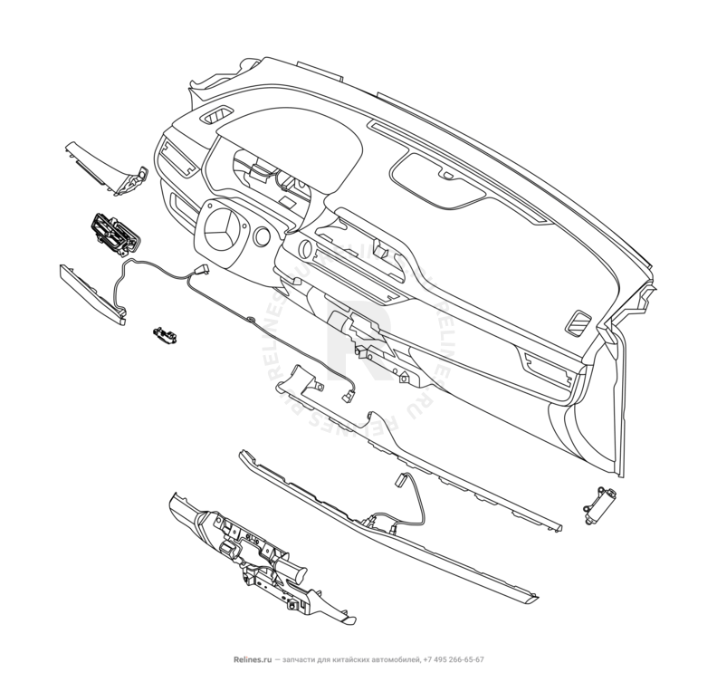Запчасти Chery Tiggo 8 Pro Поколение I (2020)  — Передняя панель (торпедо) (1) — схема