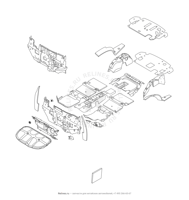 Запчасти Chery Tiggo 8 Pro Поколение I (2020)  — Шумоизоляция (1) — схема
