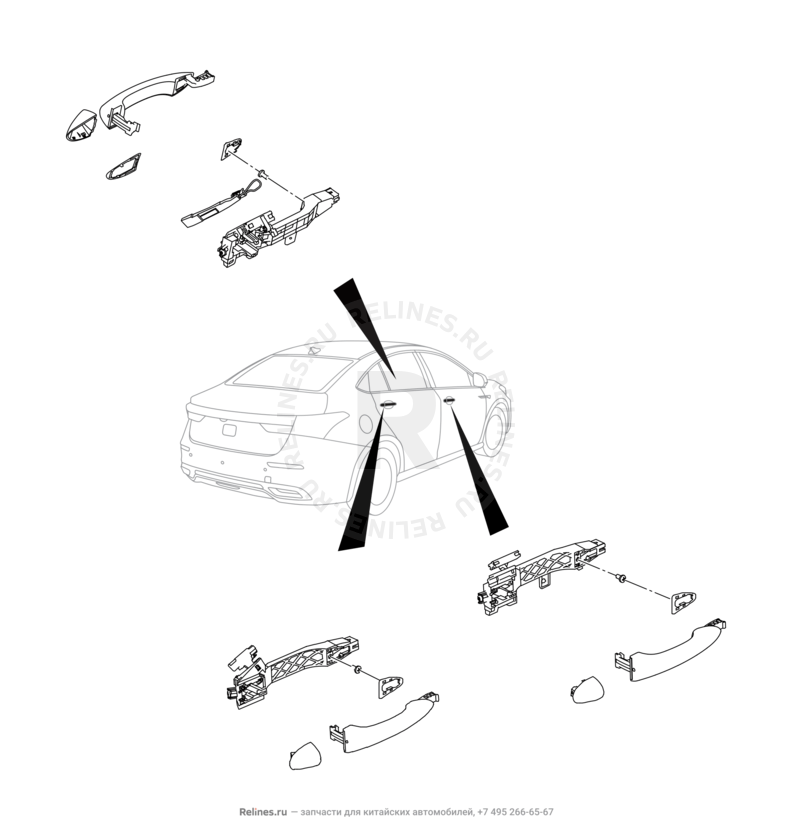 Накладки и ручки дверей Omoda S5 GT — схема