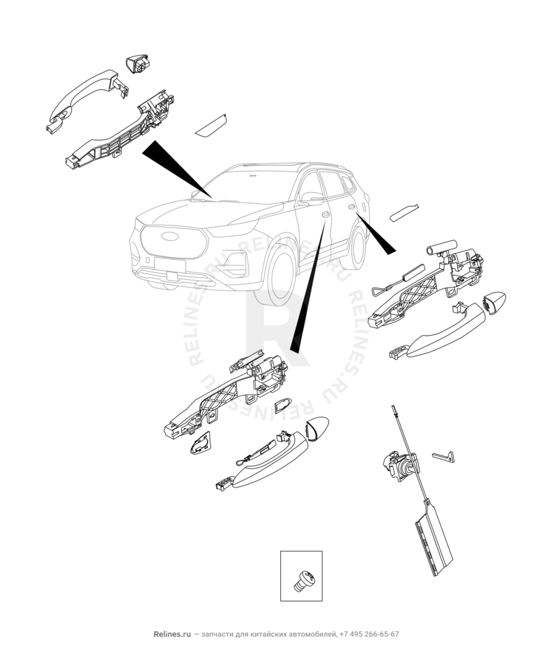 Ручки дверей наружные Chery Tiggo 8 Pro Max — схема