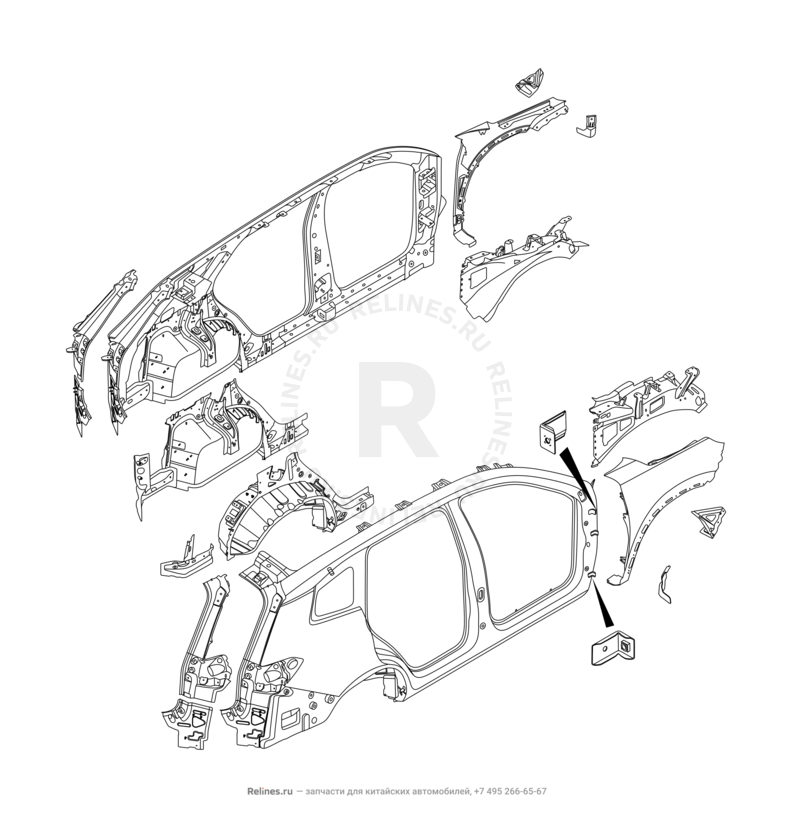 Запчасти Chery Tiggo 8 Pro Max Поколение I (2022)  — Кузовные детали (1) — схема