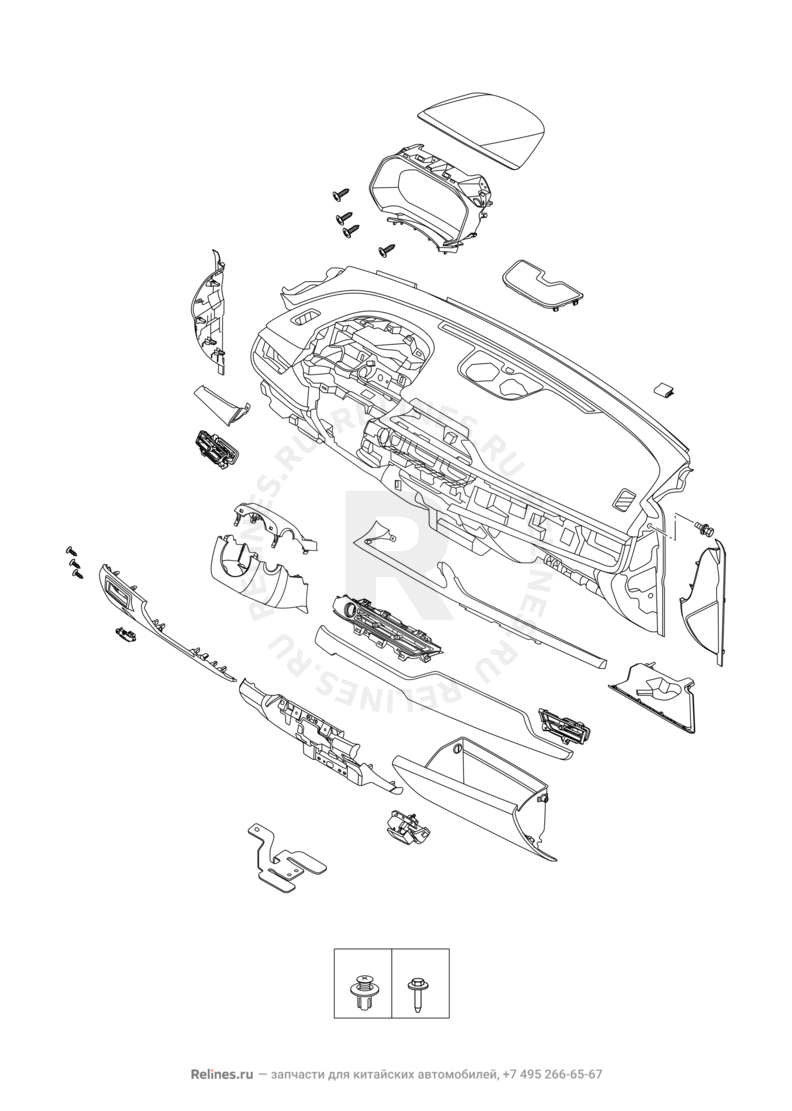 Запчасти Chery Tiggo 8 Pro Поколение I (2020)  — Передняя панель (торпедо) (4) — схема