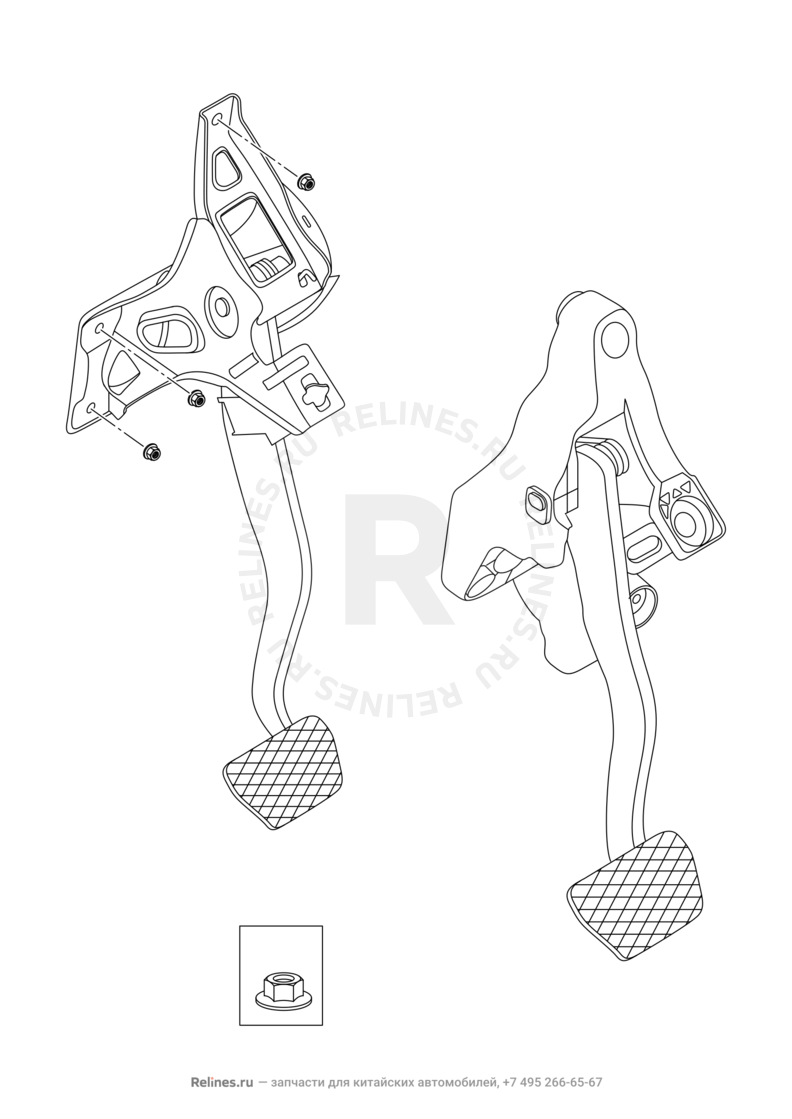 Запчасти Chery Tiggo 7 Pro Поколение I (2020)  — Педаль тормоза (2) — схема