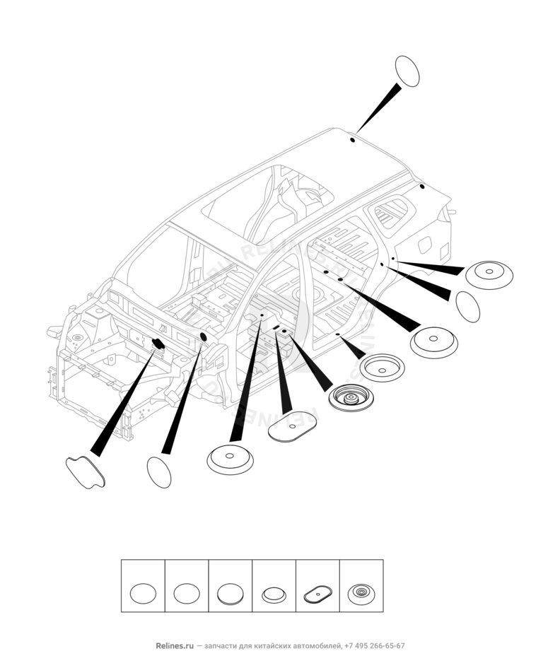 Запчасти Chery Tiggo 4 Pro Поколение I (2021)  — Заглушки, прокладки, накладки (3) — схема
