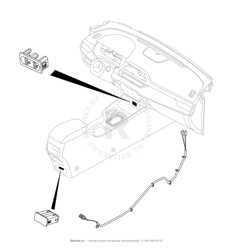 Запчасти Chery Tiggo 4 Поколение I — рестайлинг (2018)  — Разъём USB и провод (9) — схема