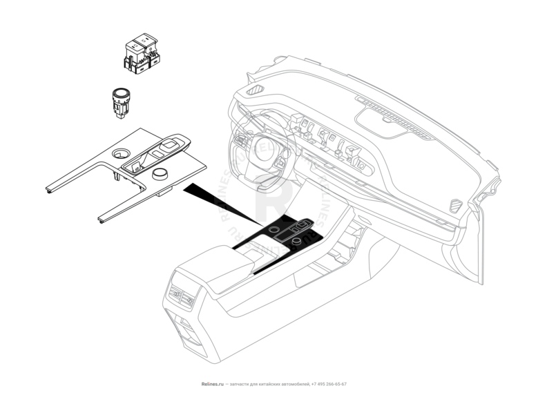 Запчасти Chery Tiggo 8 Pro Поколение I (2020)  — Кнопки на центральном тоннеле (консоль) (2) — схема