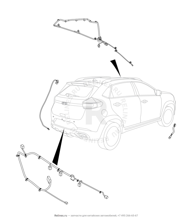 Запчасти Chery Tiggo 2 Pro Поколение I (2021)  — Проводка переднего и заднего бамперов — схема