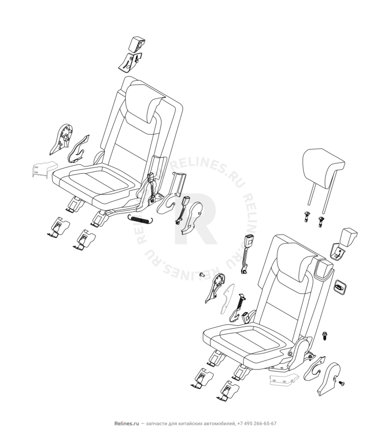 Запчасти Chery Tiggo 8 Поколение I (2018)  — Крышка крепления сиденья (3) — схема