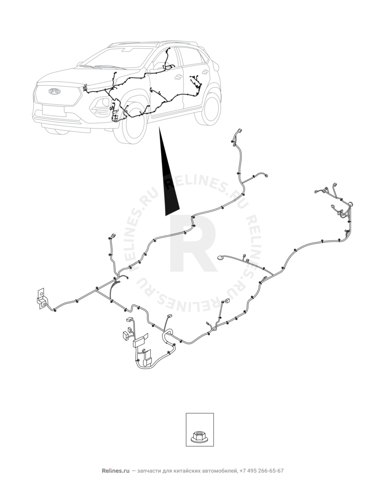 Запчасти Chery Tiggo 2 Pro Поколение I (2021)  — Проводка пола и багажного отсека (багажника) (1) — схема