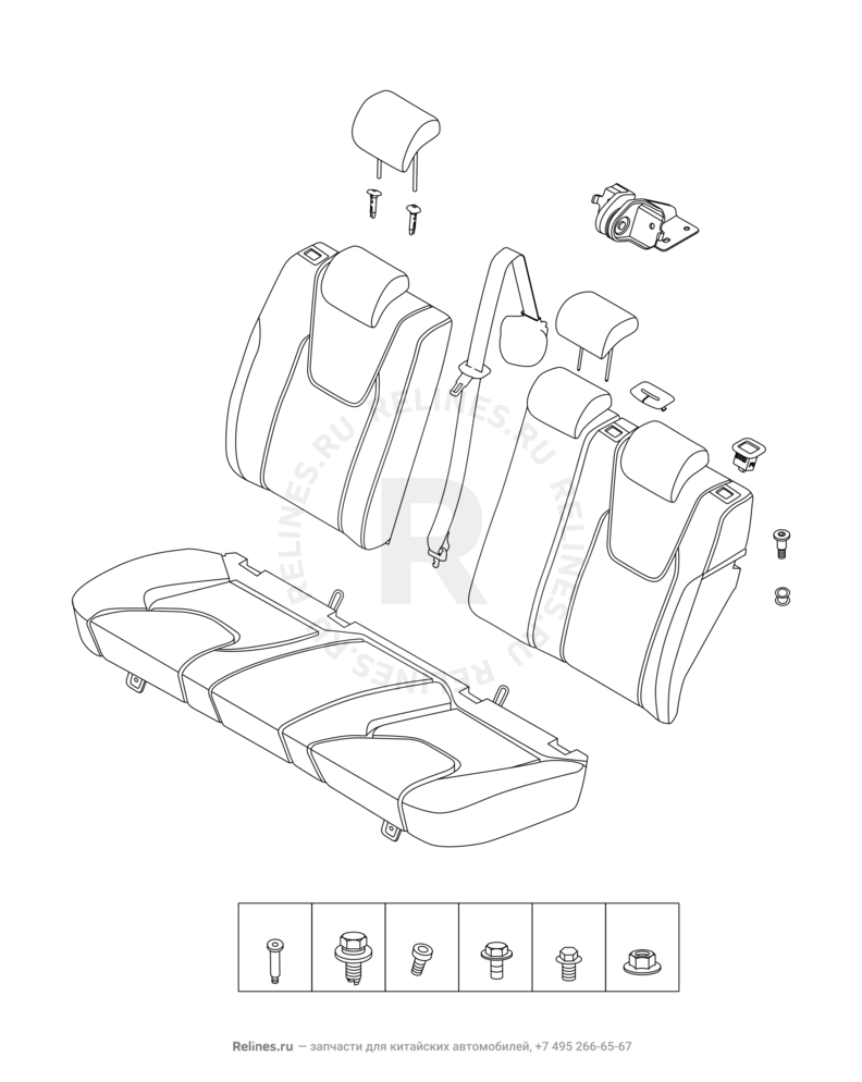 Запчасти Chery Tiggo 2 Pro Поколение I (2021)  — Задние сиденья — схема