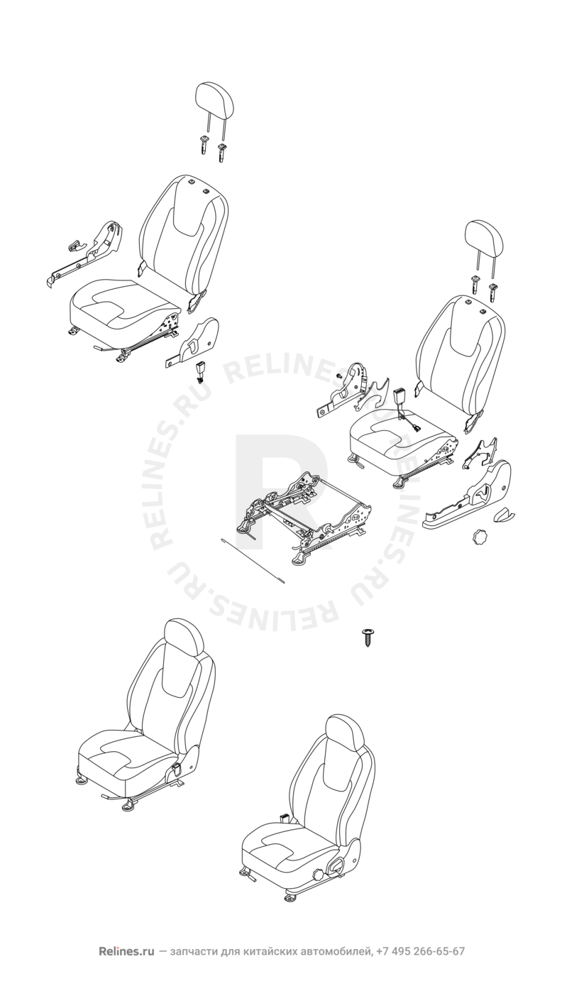 Запчасти Chery Tiggo 2 Pro Поколение I (2021)  — Передние сиденья — схема