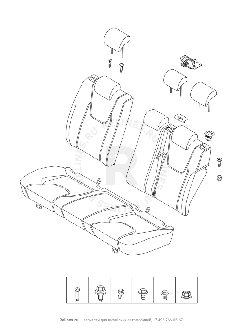 Запчасти Chery Tiggo 2 Pro Поколение I (2021)  — Задние сиденья — схема