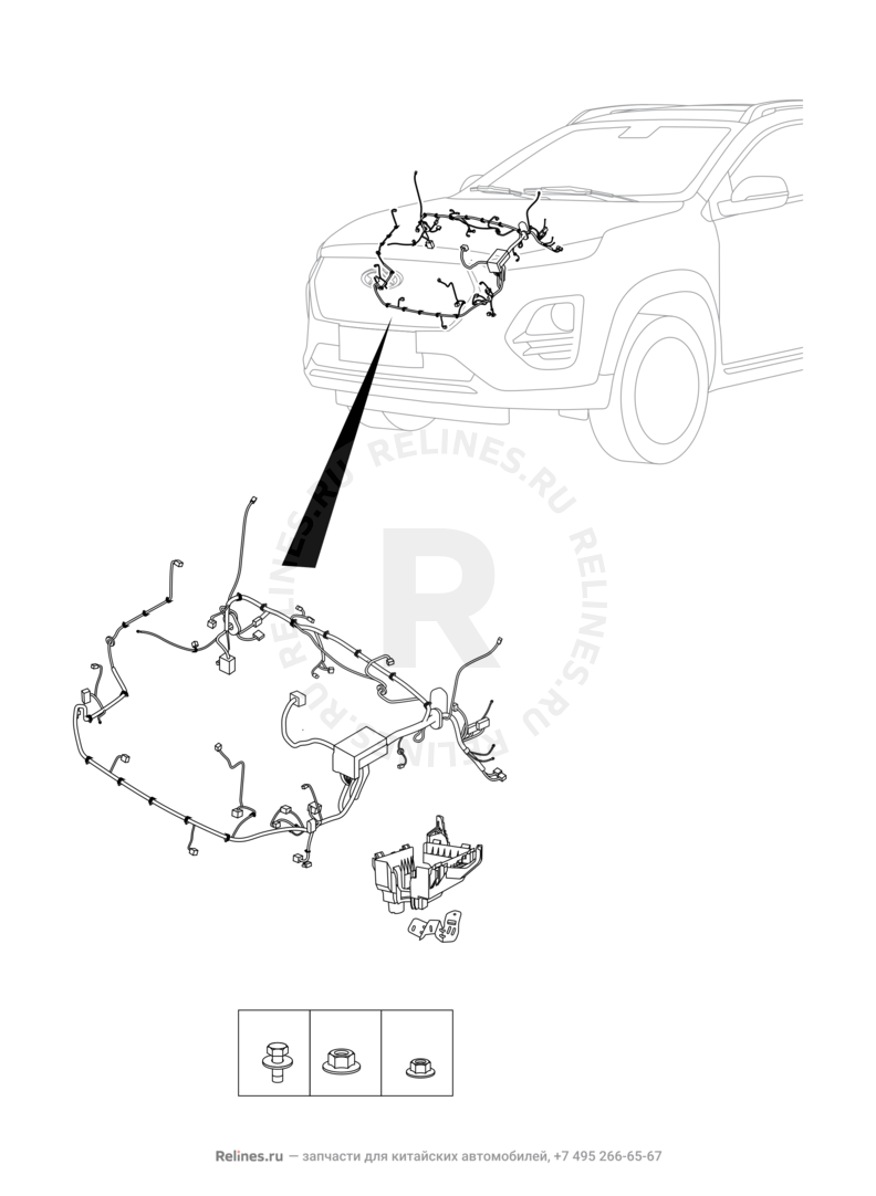 Запчасти Chery Tiggo 2 Pro Поколение I (2021)  — Проводка моторного отсека (2) — схема