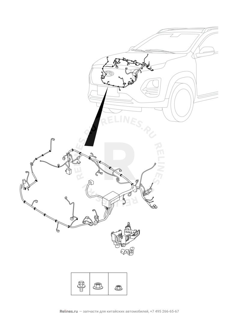 Запчасти Chery Tiggo 2 Pro Поколение I (2021)  — Проводка моторного отсека (3) — схема