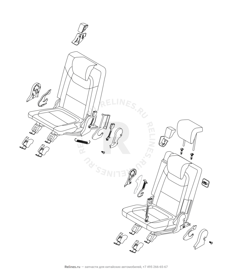 Запчасти Chery Tiggo 8 Pro Max Поколение I (2022)  — Крышка крепления сиденья (3) — схема
