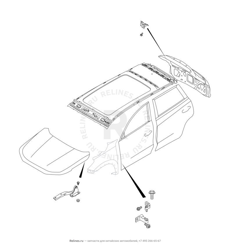 Запчасти Chery Tiggo 8 Pro Max Поколение I (2022)  — DOOR PANEL-VEHICLE BODY — схема