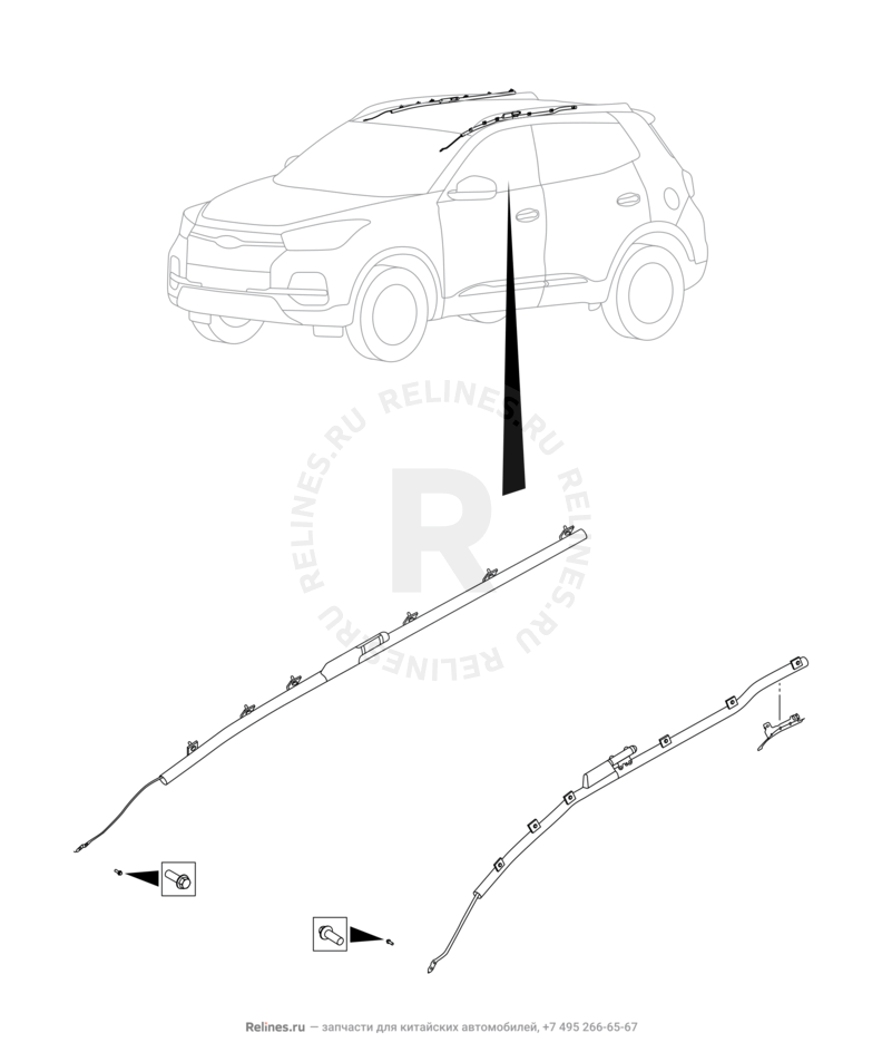 Запчасти Chery Tiggo 4 Pro Поколение I (2021)  — Подушка безопасности шторка (2) — схема