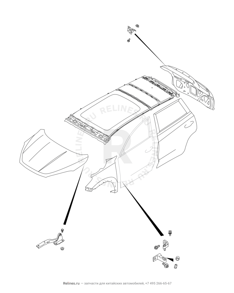 Запчасти Chery Tiggo 8 Поколение I (2018)  — Кузовные детали — схема
