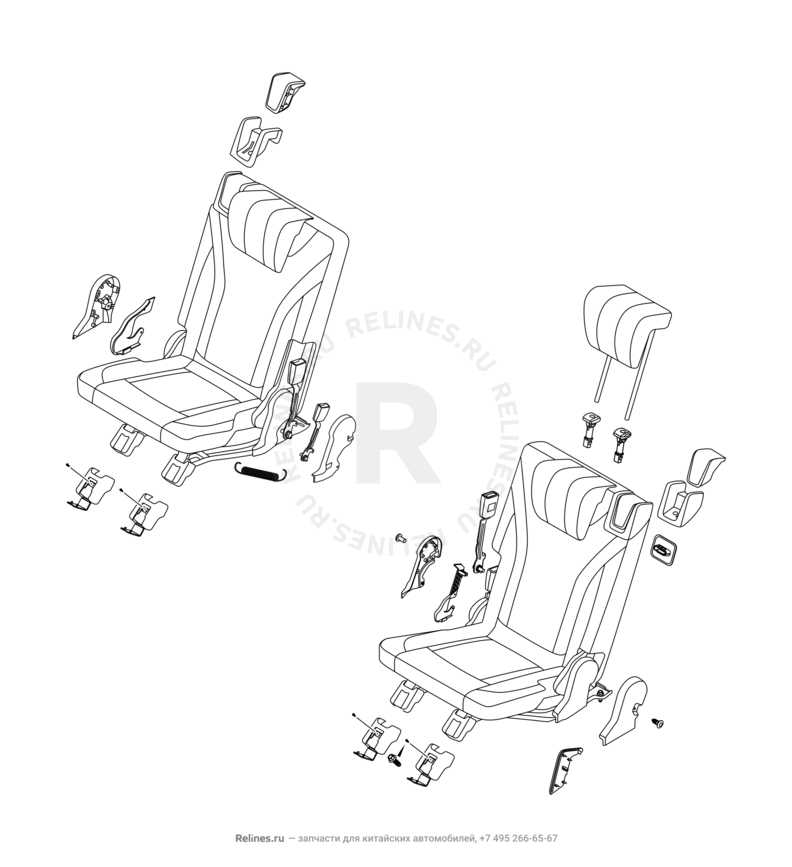 Составляющие сидений и механизмы регулировки Chery Tiggo 8 Pro Max — схема