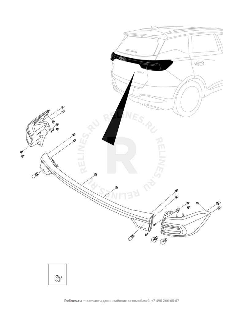 Запчасти Chery Tiggo 7 Pro Max Поколение I (2022)  — Фонари задние — схема