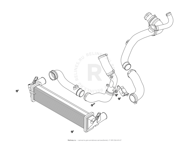 Радиатор воздушный (интеркулер) (1) Chery Tiggo 8 Pro Max — схема
