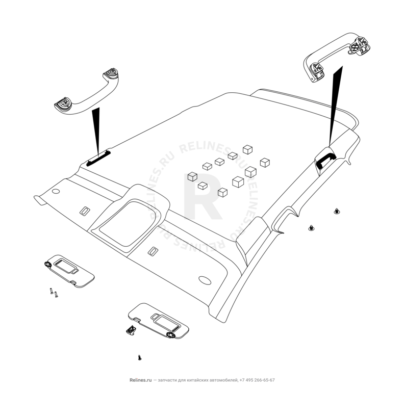 Запчасти Chery Tiggo 4 Pro Поколение I (2021)  — Обшивка и комплектующие крыши (потолка) (3) — схема