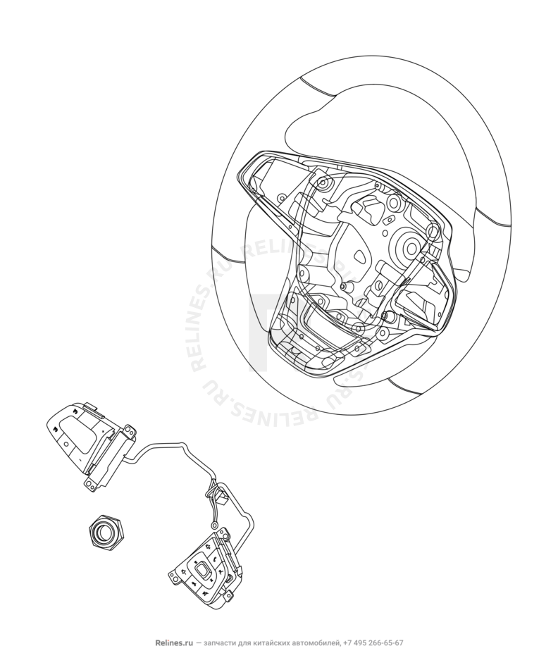 Запчасти Chery Tiggo 4 Поколение I — рестайлинг (2018)  — Рулевое колесо (руль) и подушки безопасности (4) — схема