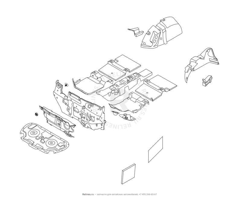Запчасти Chery Tiggo 7 Pro Max Поколение I (2022)  — Шумоизоляция (1) — схема