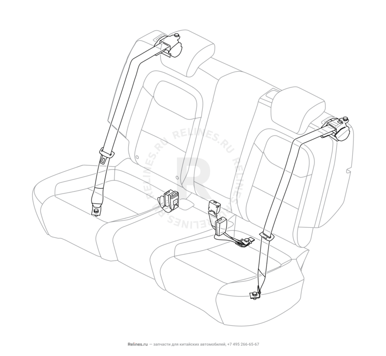 Запчасти Chery Tiggo 7 Pro Max Поколение I (2022)  — Ремни безопасности — схема